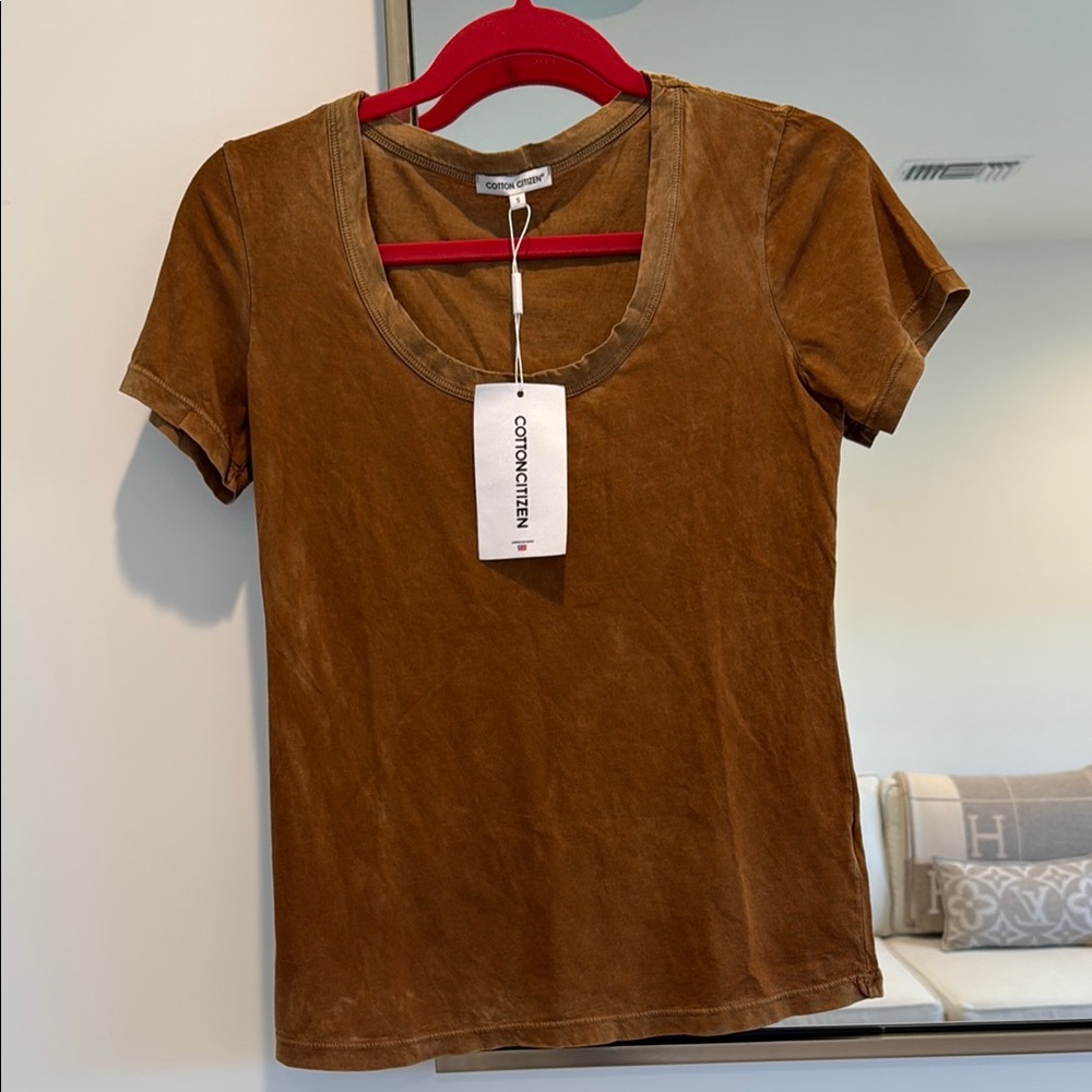 Cotton Citizen Standard Scoop Neck Tee Hand Dyed Vintage Cider Sz Small NWT